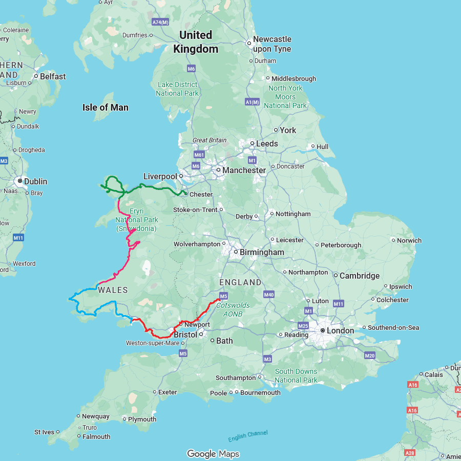 Map of the AdventureReady Discovery Loop around the UK
